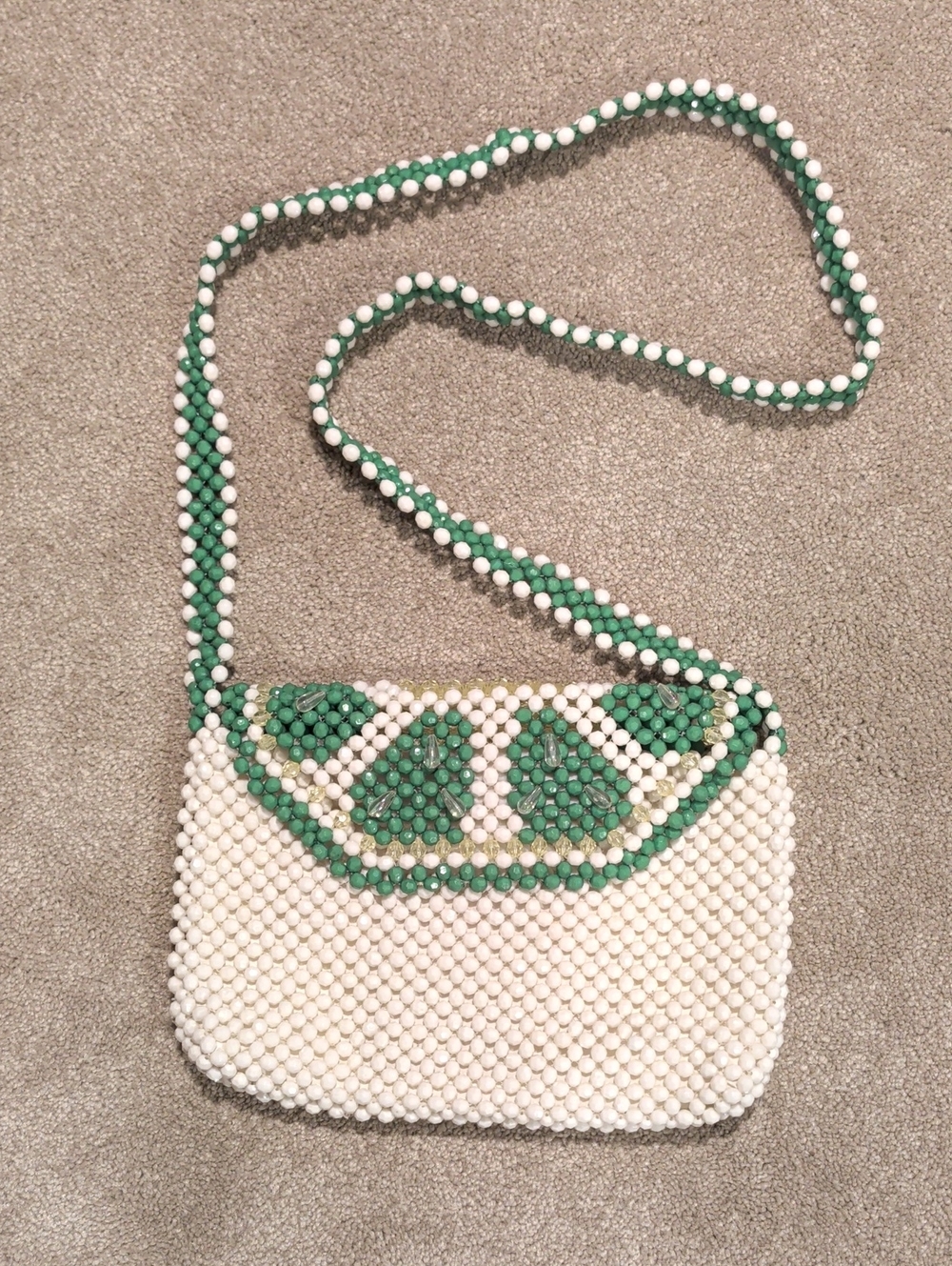 BOUFFANTS and BROKEN HEARTS  Kendra Dandy Beaded Crossbody Bag Lime